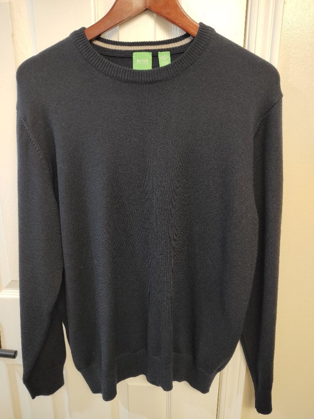 MENS HUGO BOSS Green Label Navy Blue 100% Wool Sweater Made in Italy <EUC>